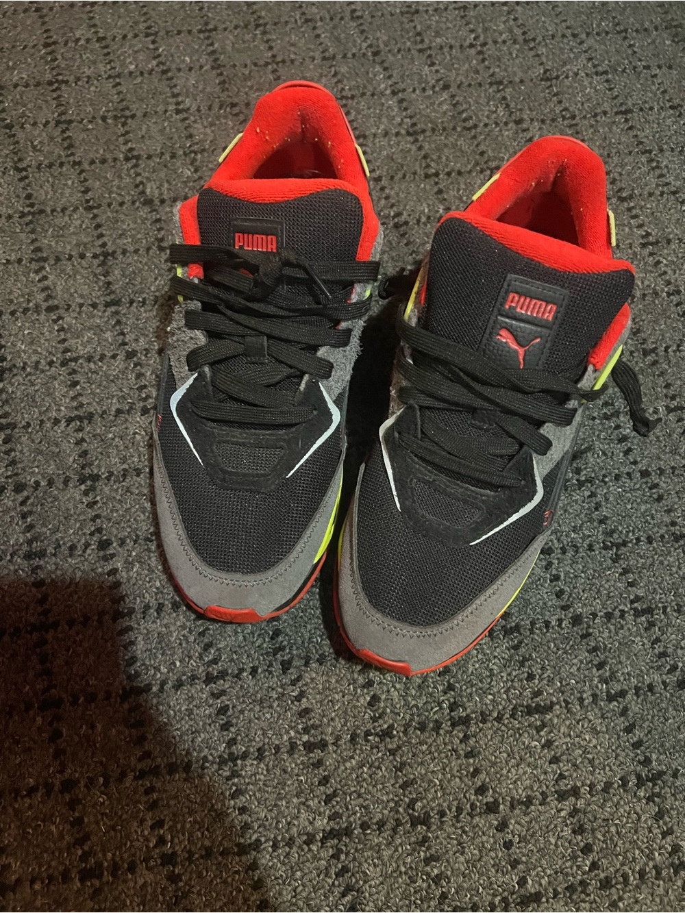 Puma Black Sneakers with Red and Neon Accents
